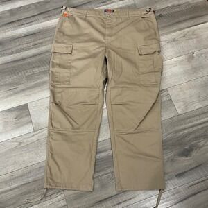 Empyre Mens Cargo Pants Tan Khaki Wide Leg Utility Streetwear Size 42